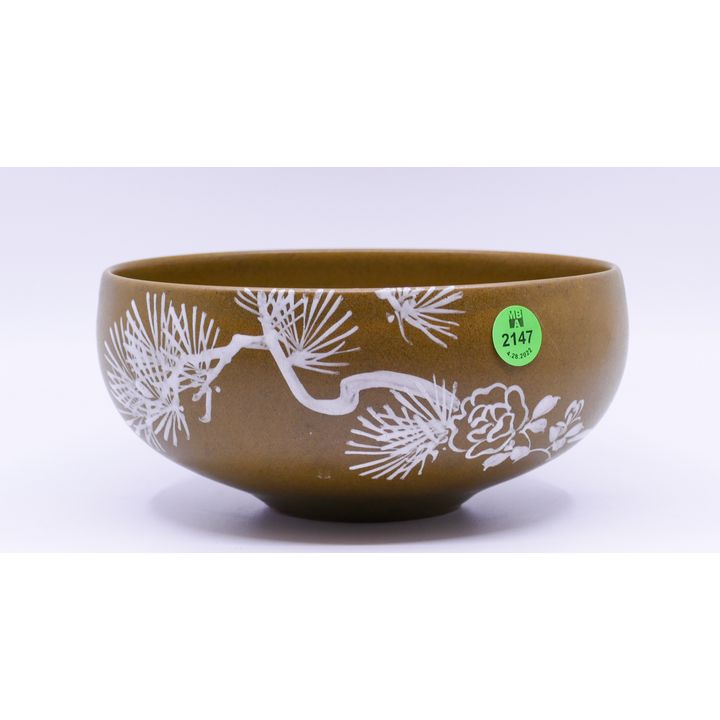Old Chinese Tea Dust Glaze Decorated Bowl- 3.5x7.5'' with slight chip to foot