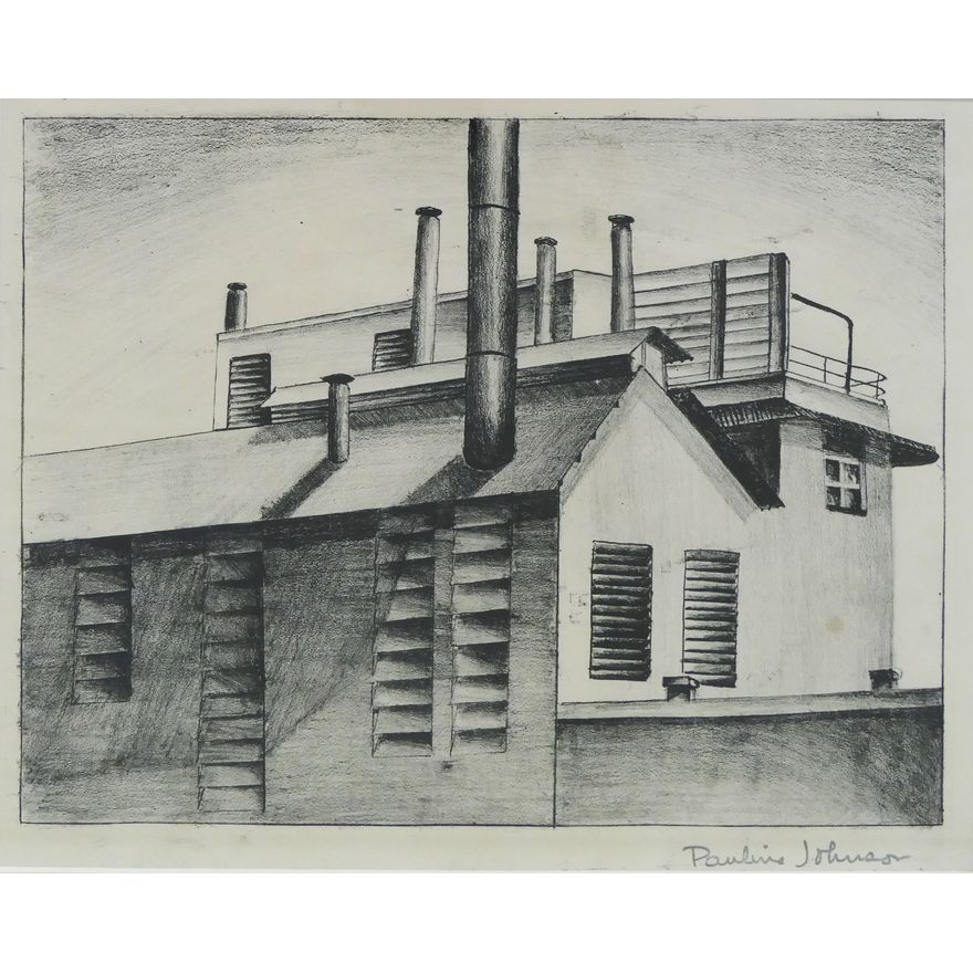 Pauline Johnson 'Eastern Washington Grainery' Lithograph, 1935.