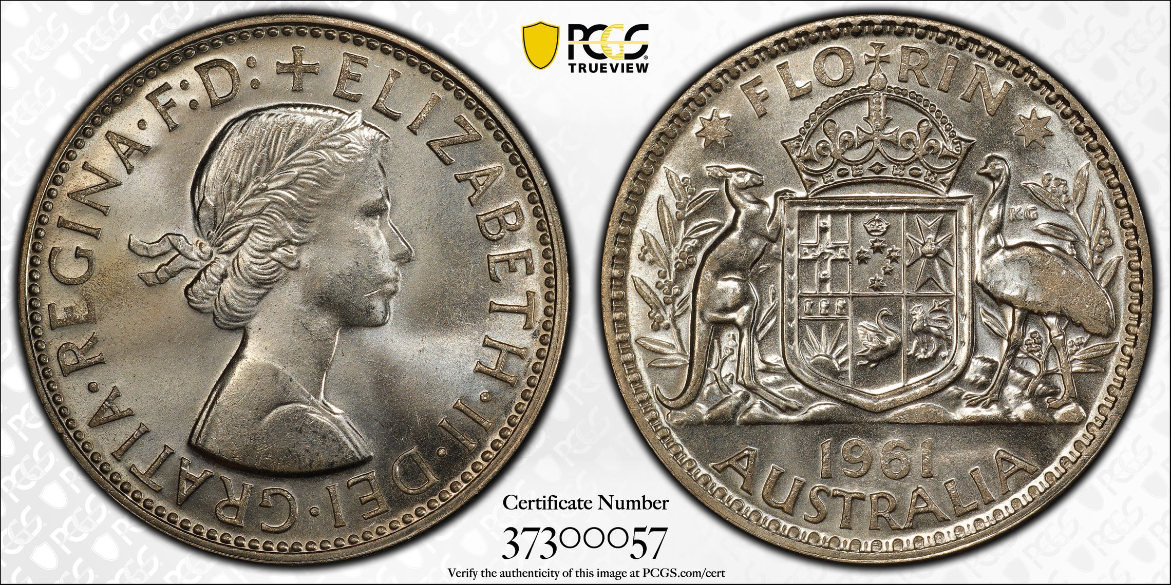 Florin, 1961(m), PCGS MS 65