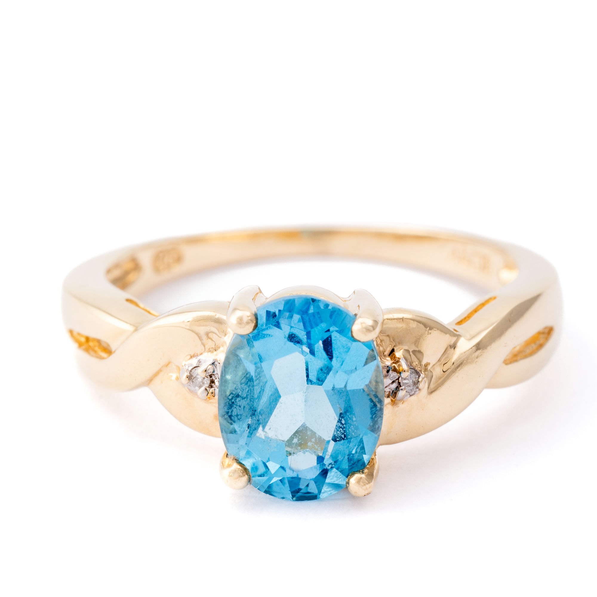 Topaz & Diamond Ring 9ct Gold,