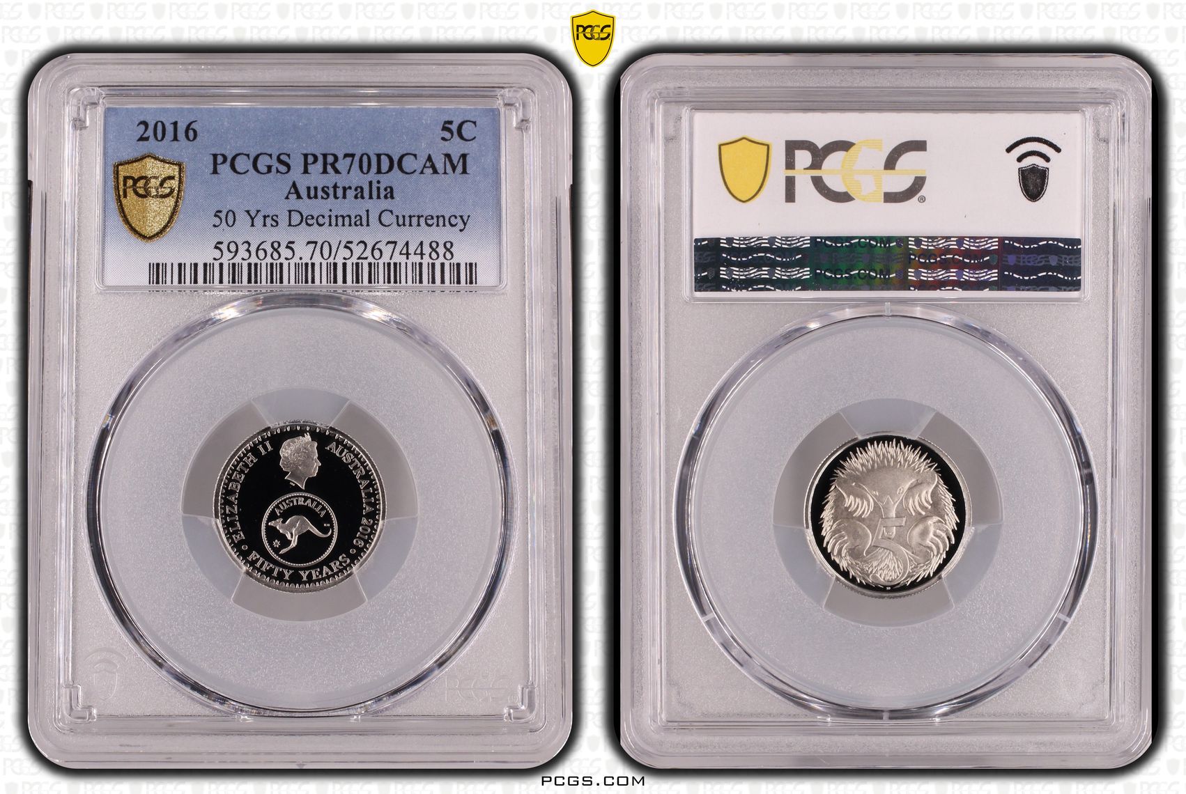 50 Yrs Decimal Currency, Five Cent, 2016, PCGS PR70DCAM