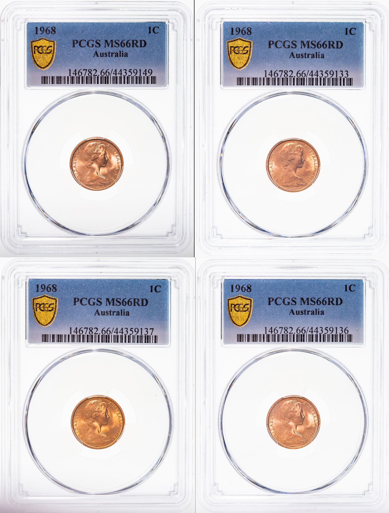Elizabeth II, One Cent, 1968, PCGS MS 66RD