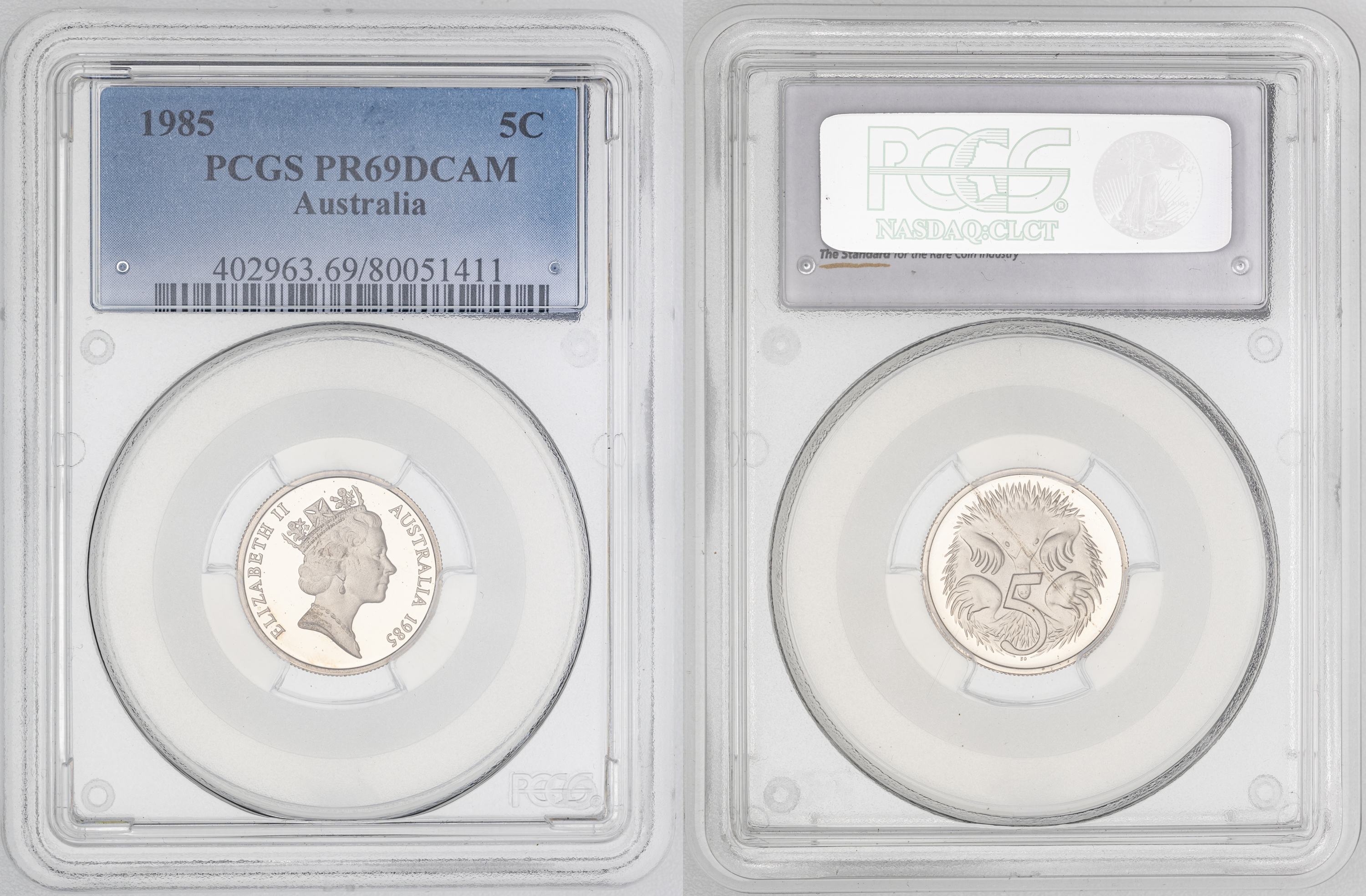 Elizabeth II, , Five Cent, 1985, PCGS PR69DCAM
