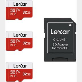 LEXAR 32GB MICRO SD CARD 3 PACK, MICROSDHC UHS-I FLASH MEMORY CARD WITH ADAPTER - UP TO 100MB/S, U1, CLASS10, V10, A1, HIGH SPEED