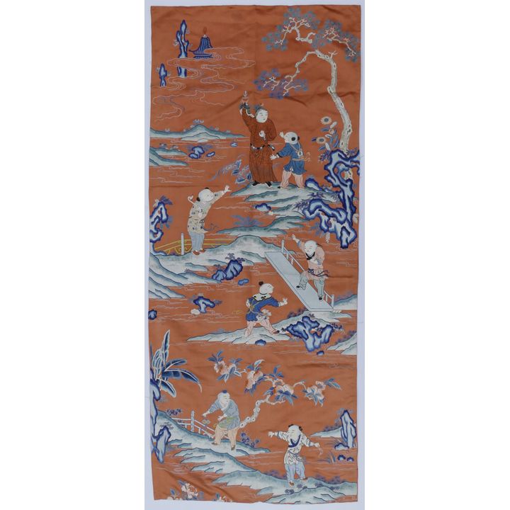 Chinese Qing Silk Embroidered Children Panel