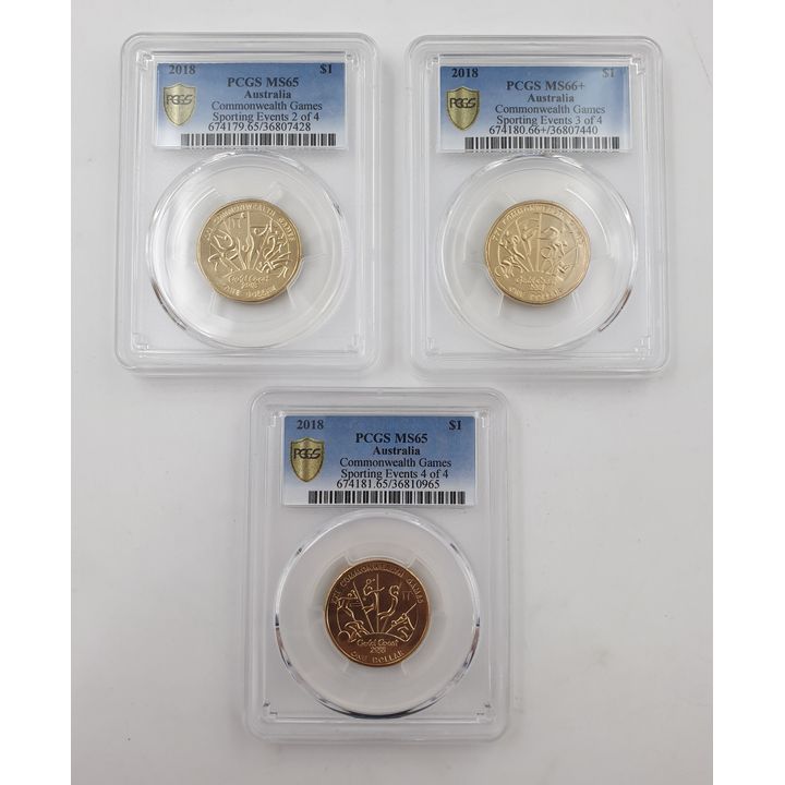 PCGS Graded Comm. Games $1 Coins (x3)
