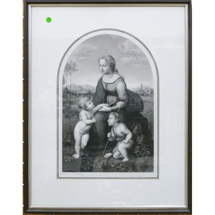 Antique ''La Belle Jardinier'' After Raphael Engraving Framed 29''x23''