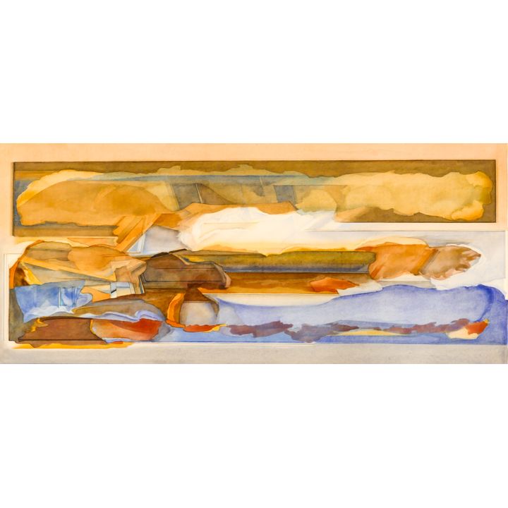 Mark Krieger ''Field of Mars'' Signed 1984 Watercolor