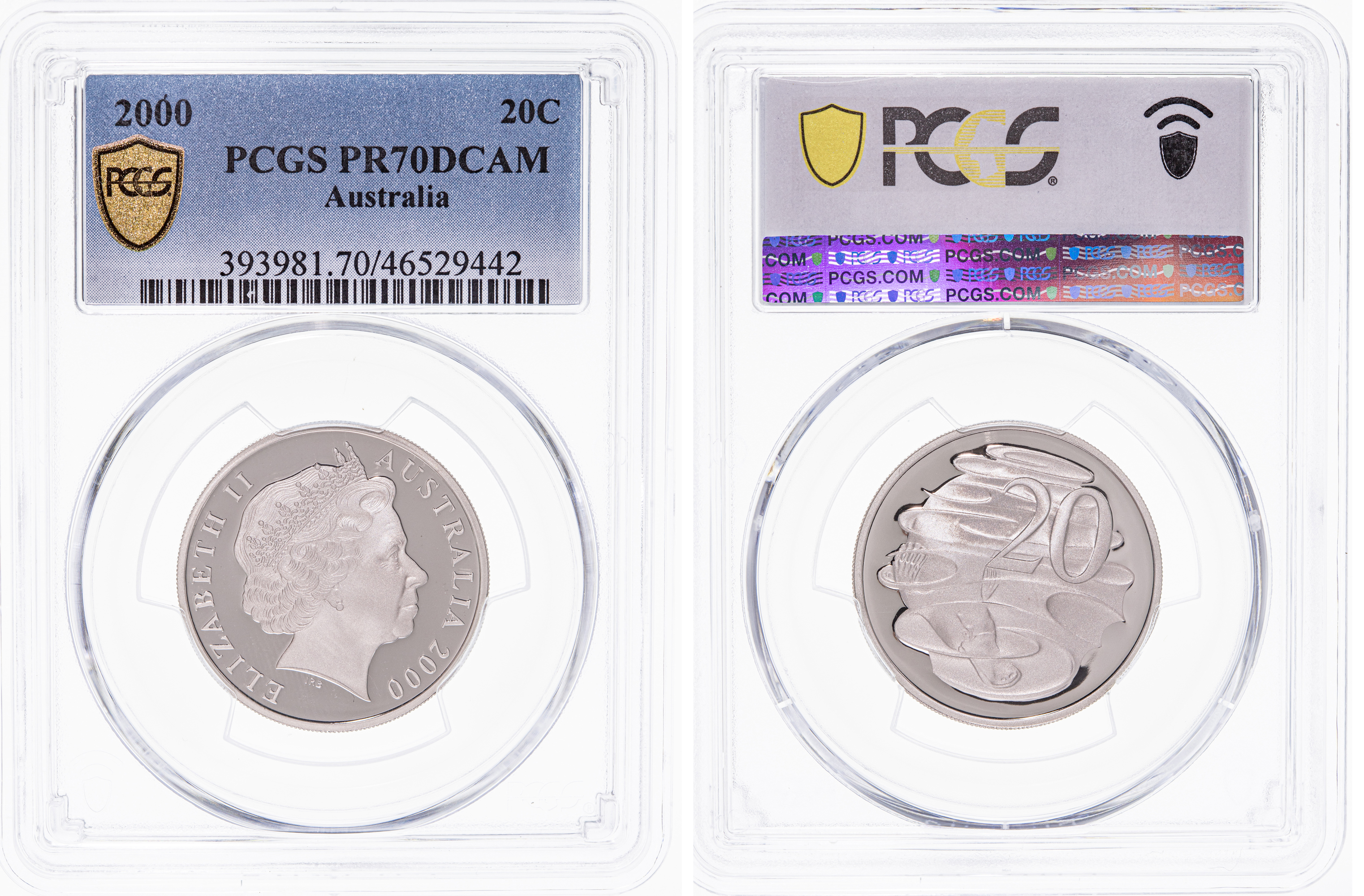 Elizabeth II, Twenty Cent, 2000, PCGS PR70DCAM