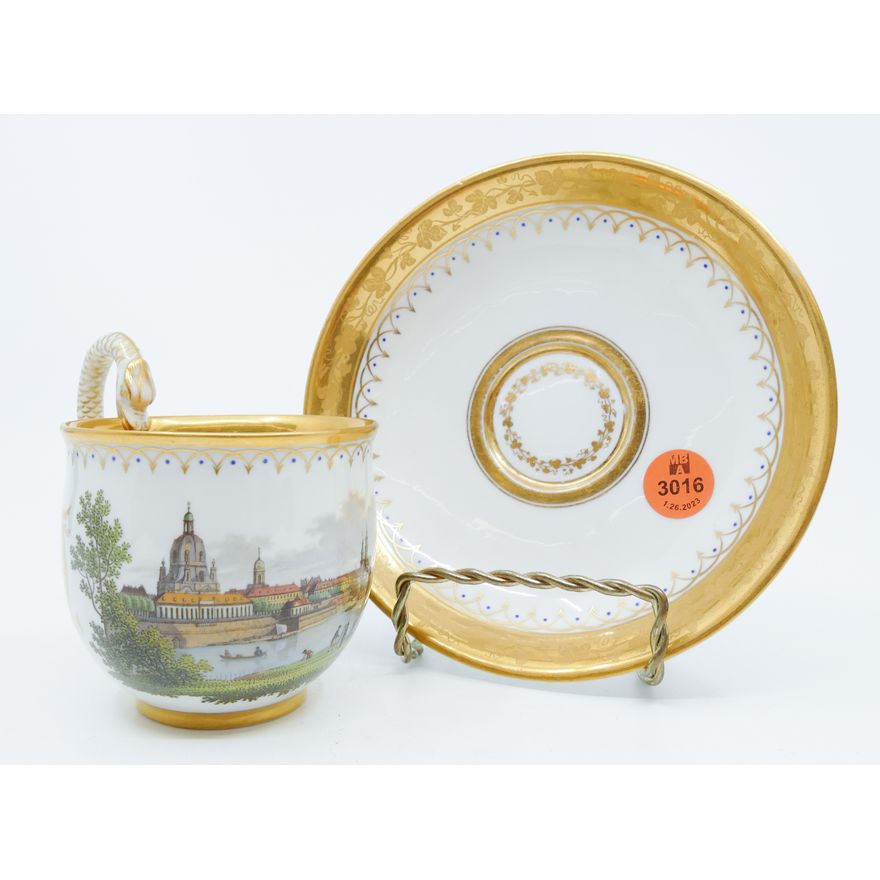 Meissen 'View of Dresden' Pictorial Cup & Saucer