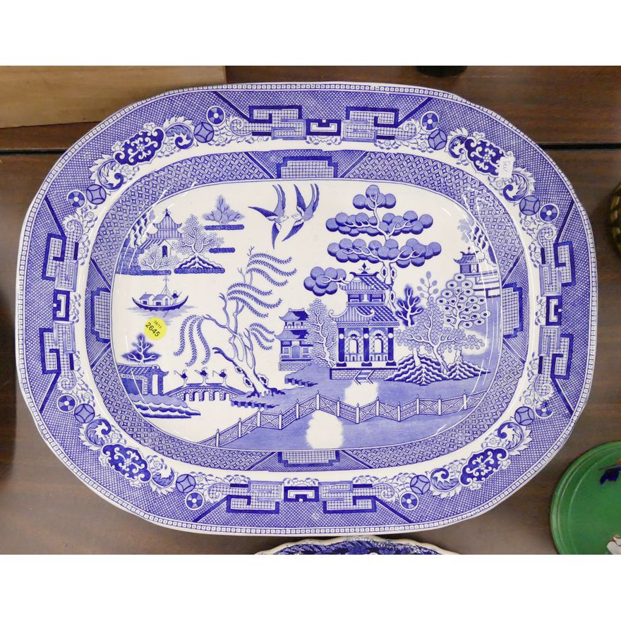 Antique Staffordshire Blue Willow Ironstone Platter- 18''