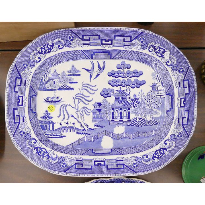 Antique Staffordshire Blue Willow Ironstone Platter- 18''