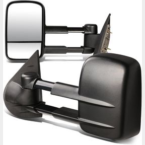DNA MOTORING TWM-003-T222-BK PAIR OF MANUAL TELESCOPIC FOLDABLE TOWING MIRRORS COMPATIBLE WITH 07-13 SILVERADO/SUBURBAN/SIERRA/YUK