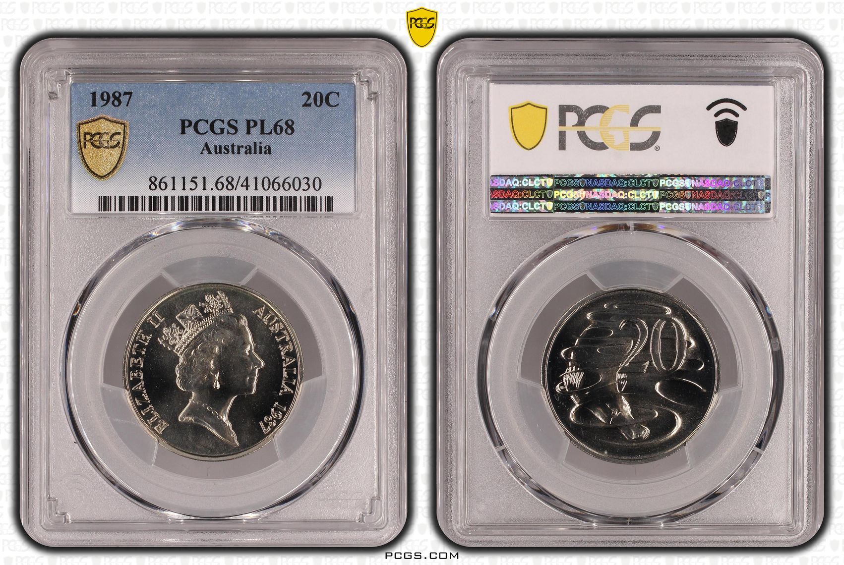 482 · 1987 Australia Twenty Cent, 20c PCGS - PL68 (Proof Like) POP 1/0 -030