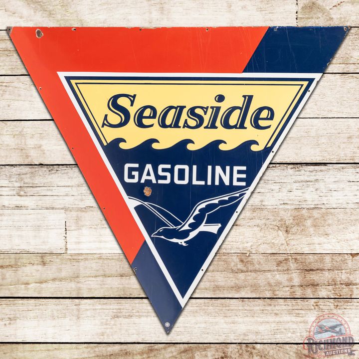Seaside Gasoline SS Porcelain ID Sign w/ Seagull Logo