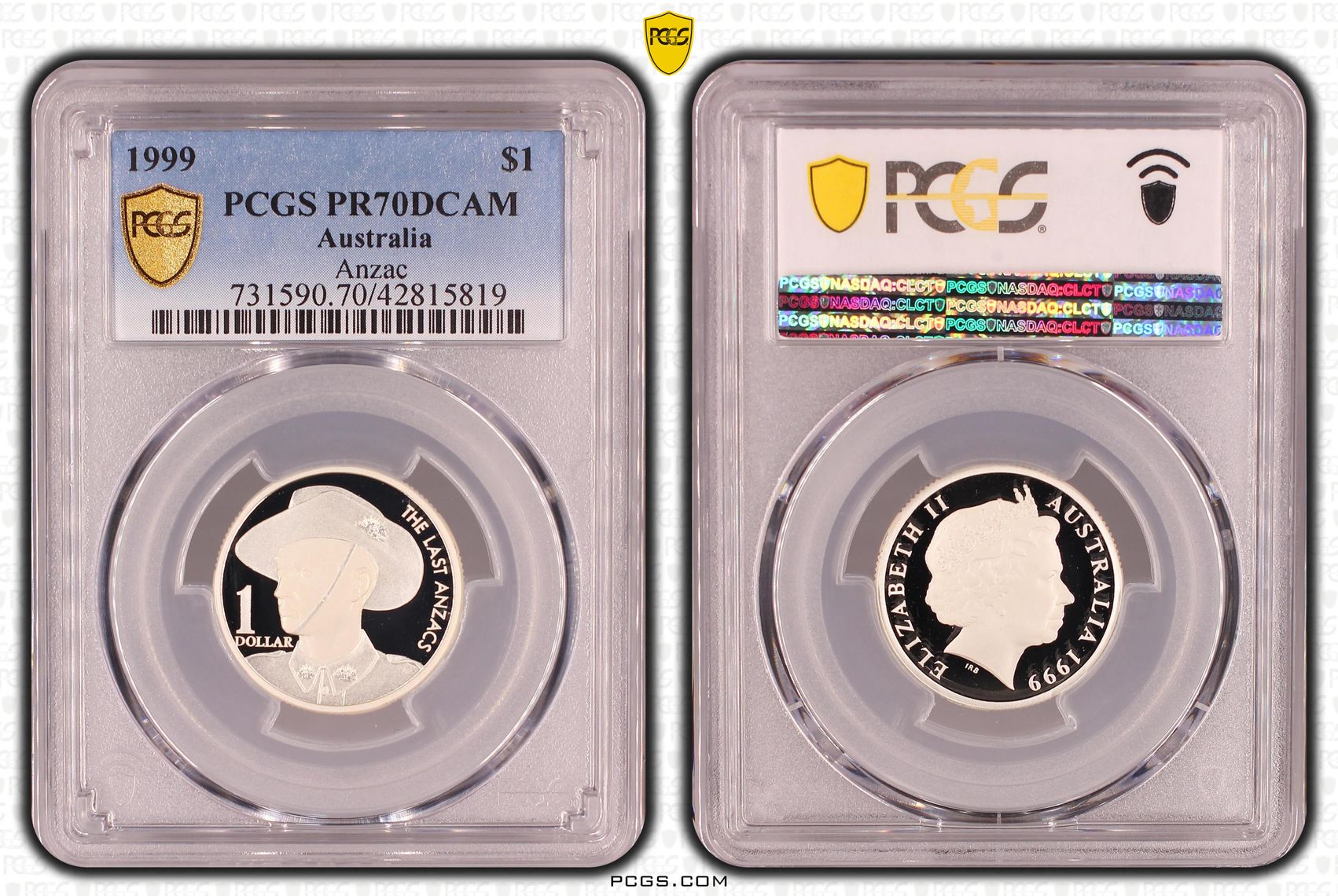 Elizabeth II, Silver, Anzac, One Dollar, PR70DCAM , 1999 PCGS POP - 17/0