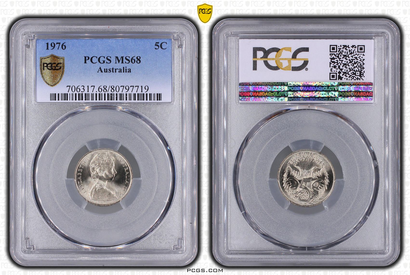 Elizabeth II, Five Cent, 1976, PCGS MS67