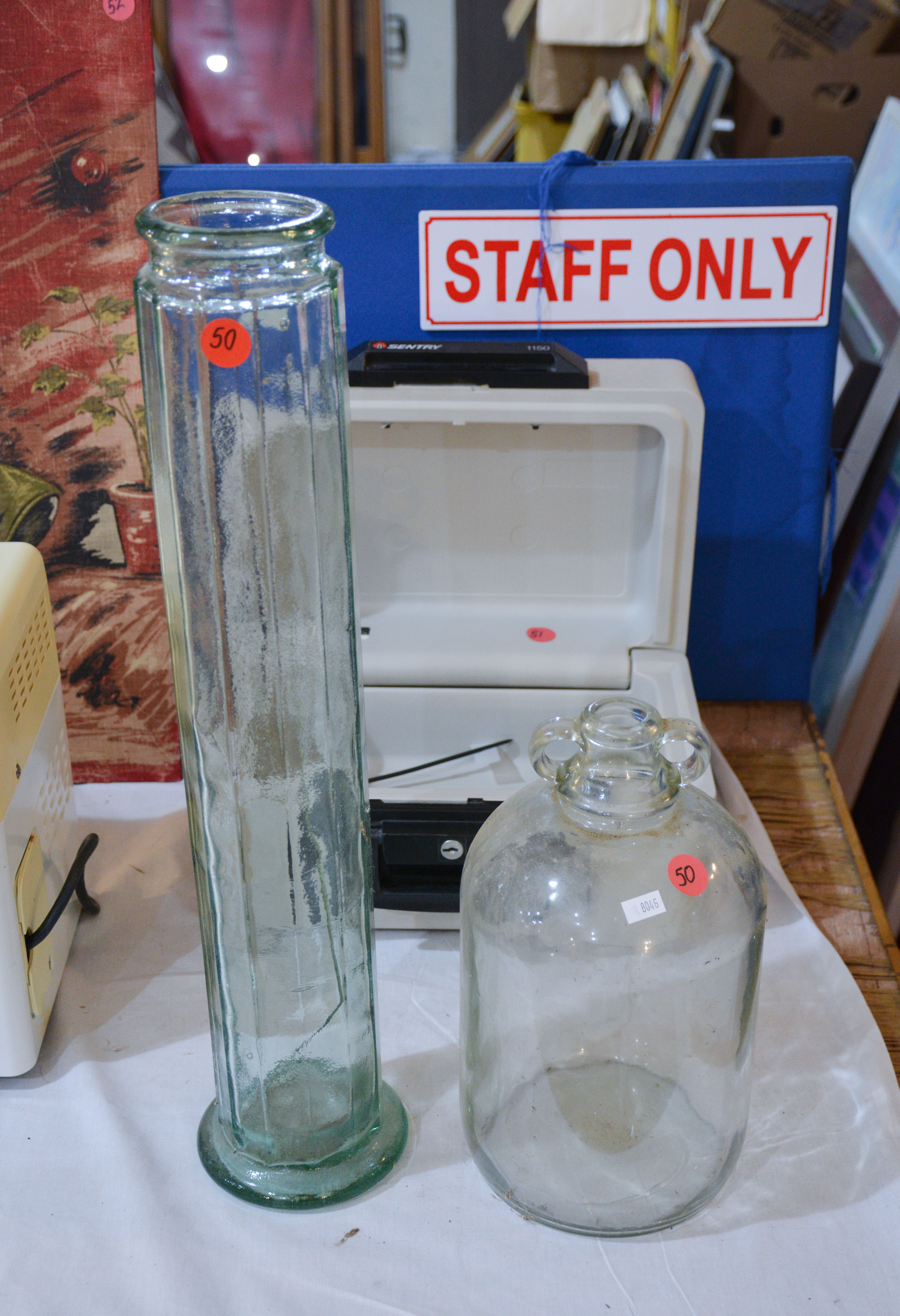 Tall Glass Container plus Glass Jug — NZ auction result