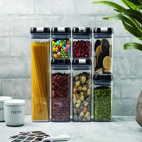 7 Pieces Of Air Tight Sealed Food Storage Container Set Black |