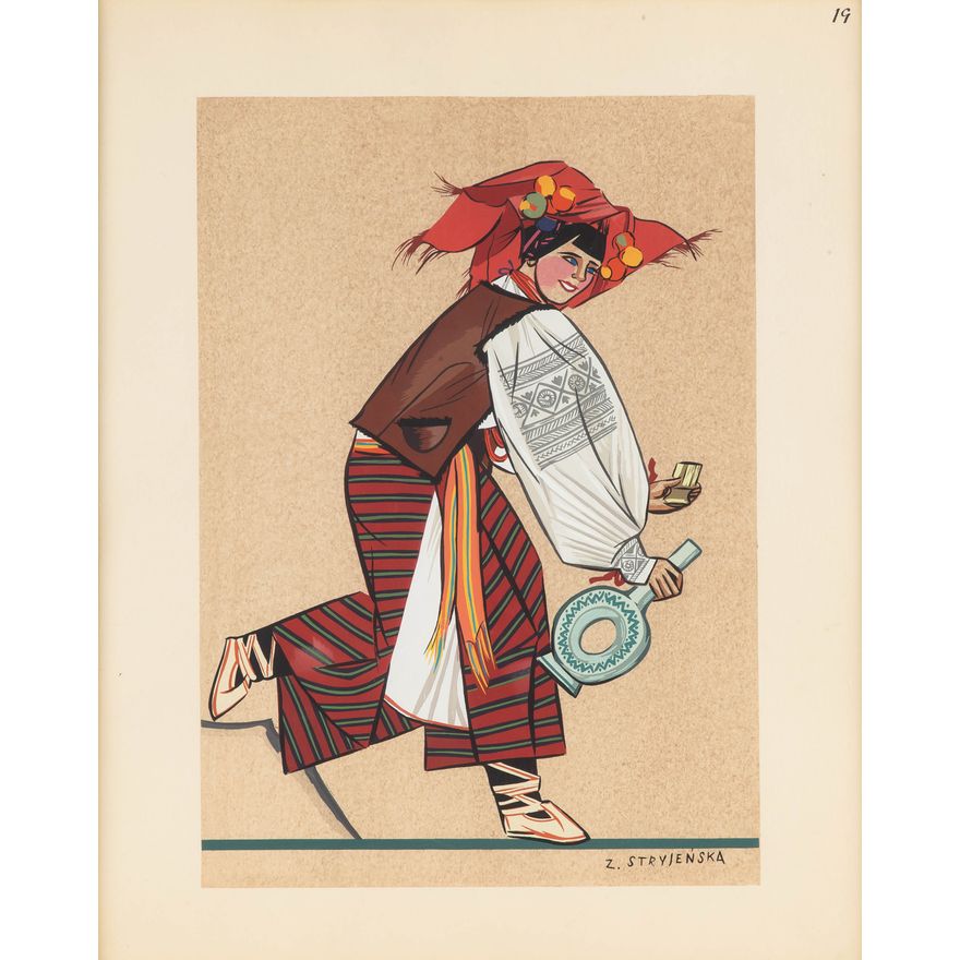 Zofia Stryjeńska | Hucułka z Worochty, z teki Polish Peasants Costumes, 1939 r.