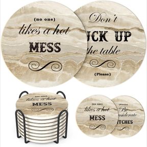 1 LIFVER FUNNY COASTERS SET OF 8, WHITE ELEPHANT GIFTS FOR ADULTS, GAG GIFTS FOR ADULTS FUNNY, HOUSE WARMING GIFTS NEW HOME, MARBL