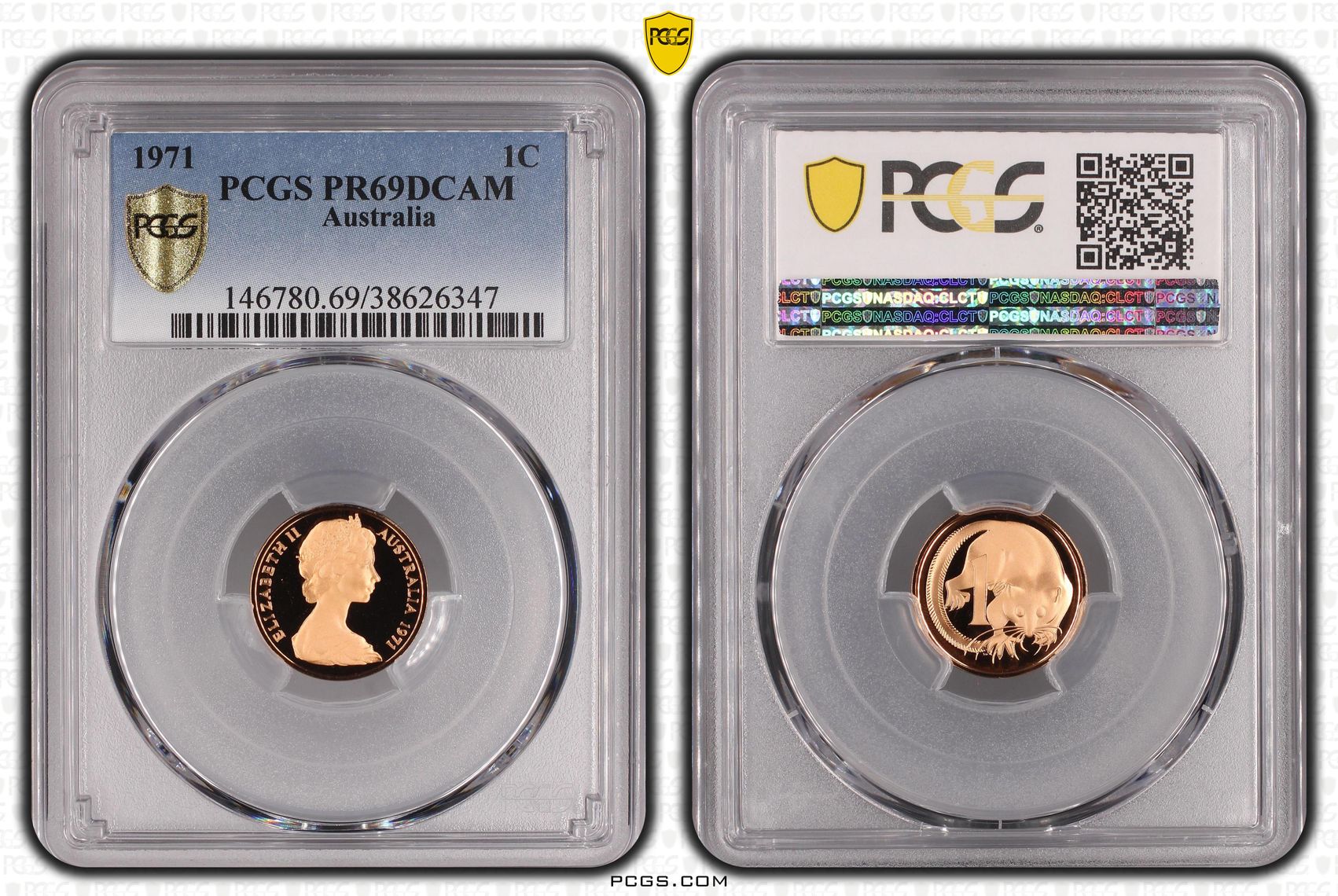 One Cent, 1971, Pcgs Pr69dcam
