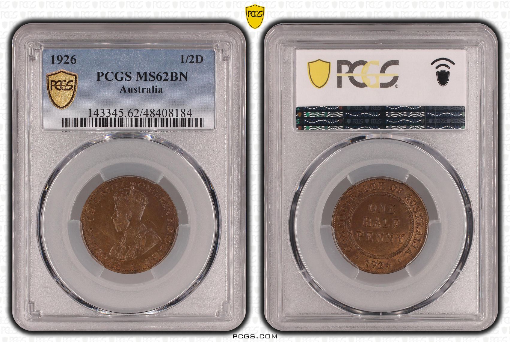 George V, Halfpenny, 1926, PCGS MS62BN