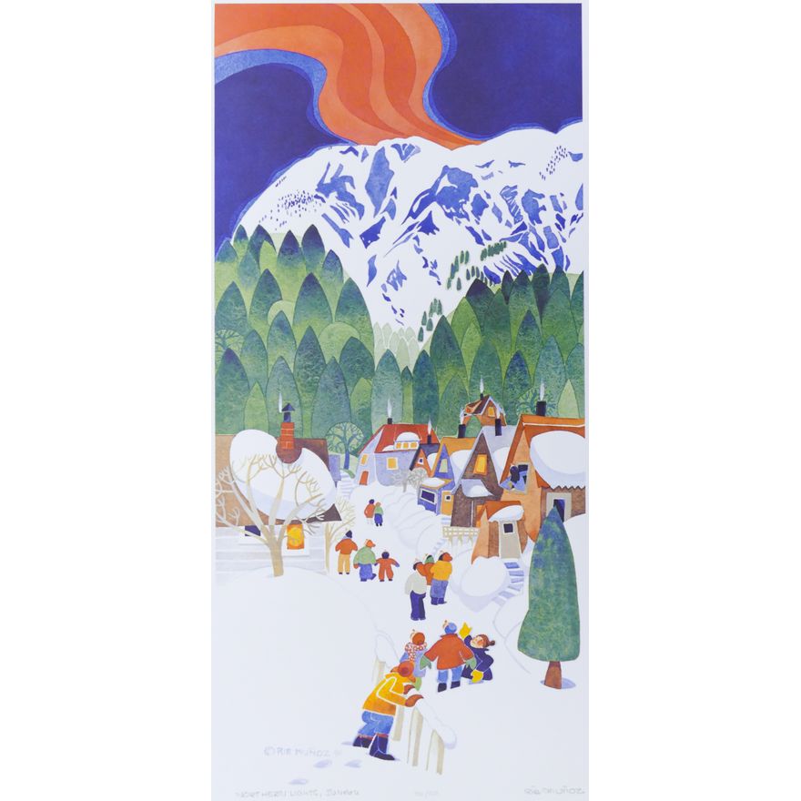 Rie Munoz ''Northern Lights, Juneau'' 1991 Signed