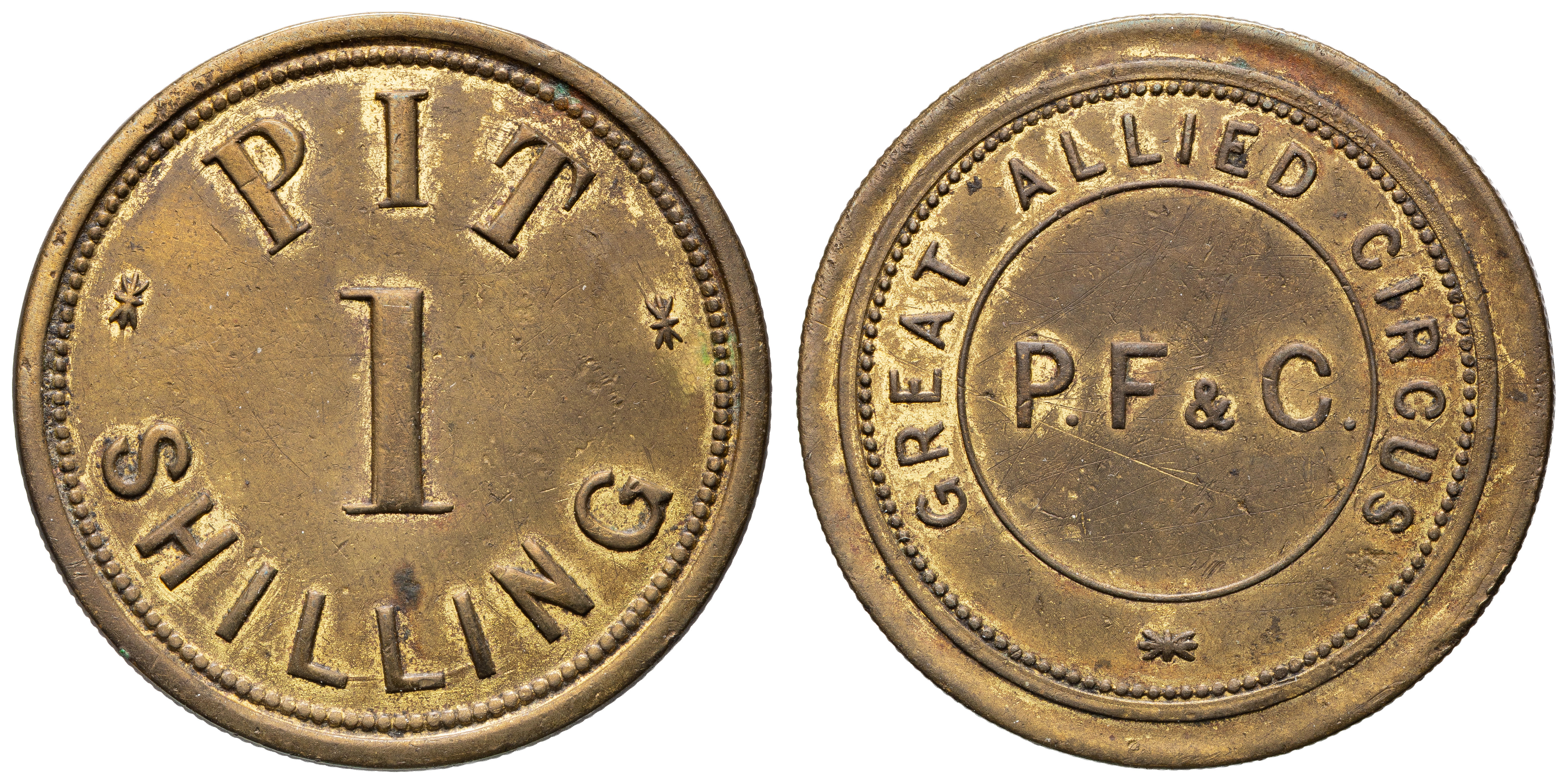 Great Britain, Great Allied Circus, One Shilling, C. Mid-Late 1800S, EF