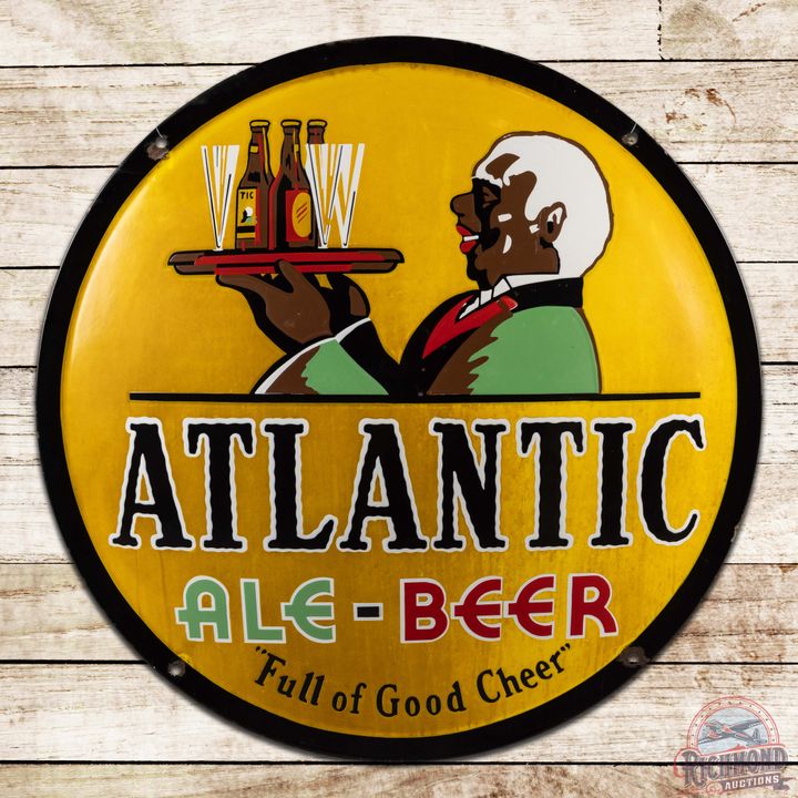 Atlantic Ale-Beer "Full of Good Cheer" Single Sided Porcelain Convex Sign