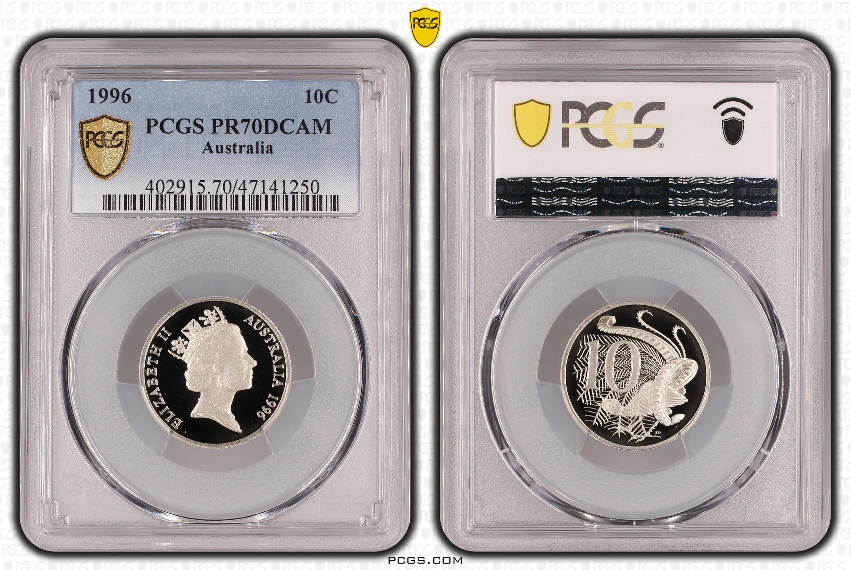 Elizabeth II, Ten Cent, 1996, PCGS PR70DCAM