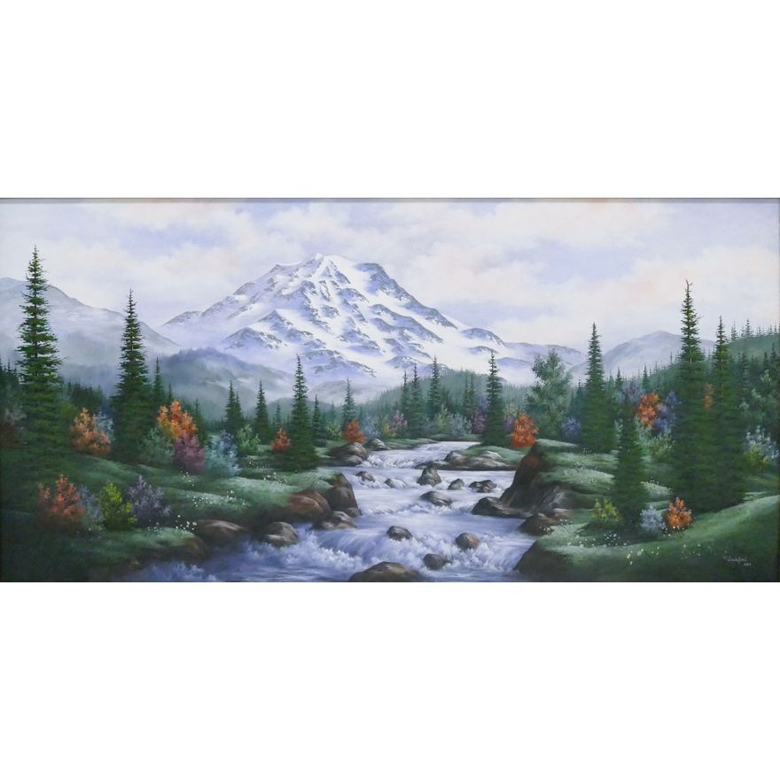 P. Dianne Santeford "Nature Scene" 1987 Oil on Canvas Framed 56.5" x 32"