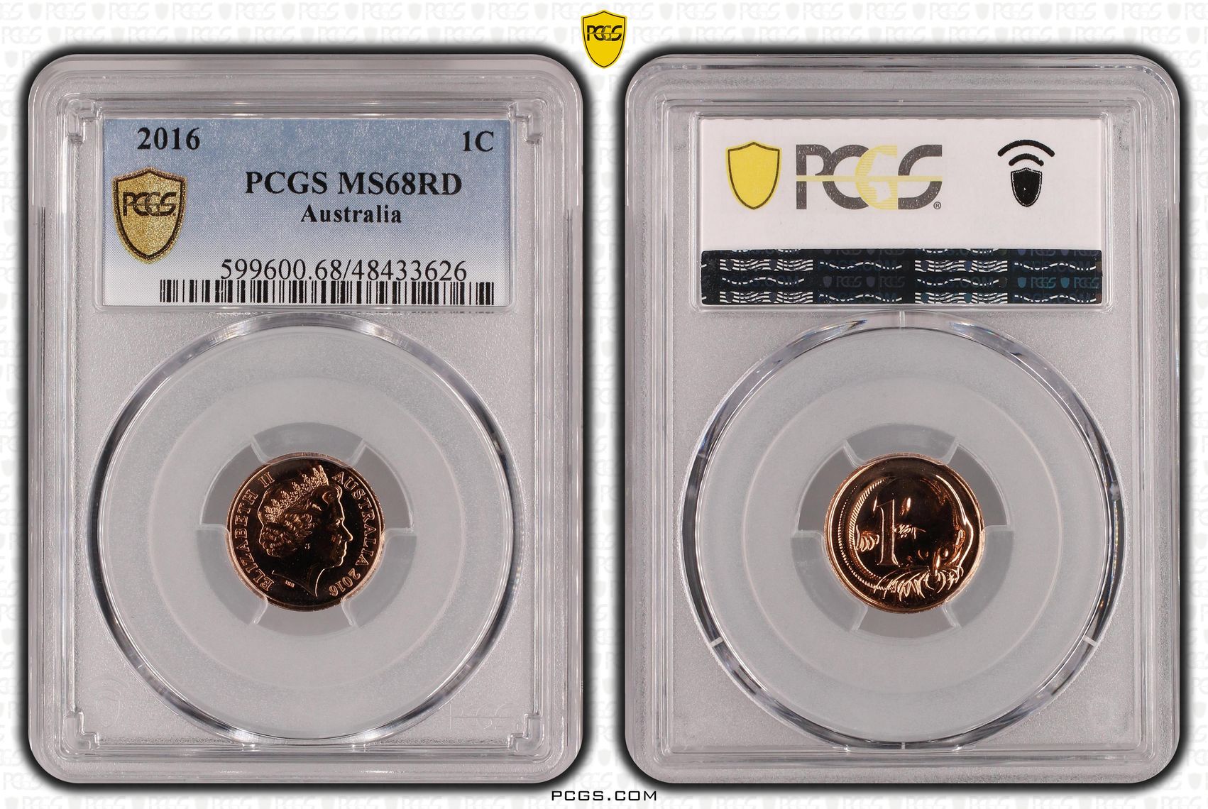 Elizabeth II, One Cent, 2016, PCGS MS68RD