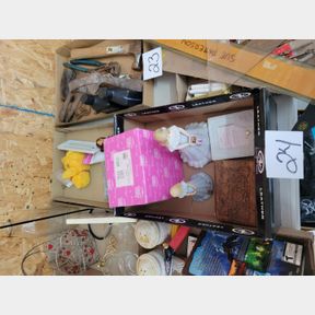 2 Boxes of Precious Moments, figurines and bag of wood screws