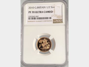 2010 ELIZABETH II GOLD PROOF HALF SOVEREIGN PF70 UCAM TOP POP!