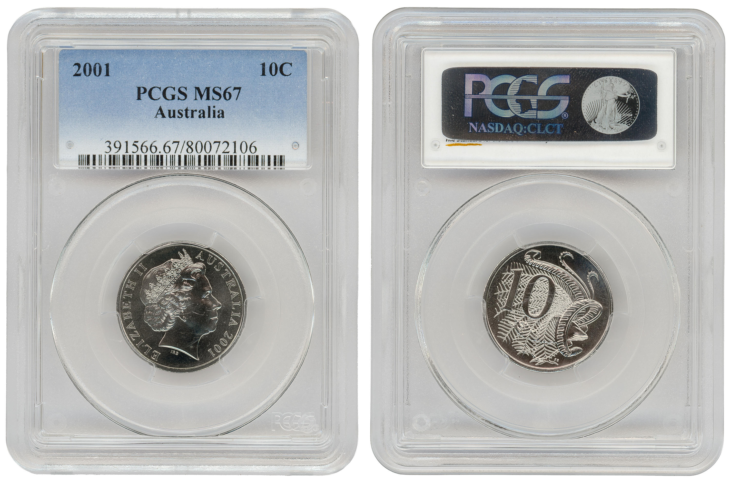Large Head, Ten Cent, 2001, PCGS MS67