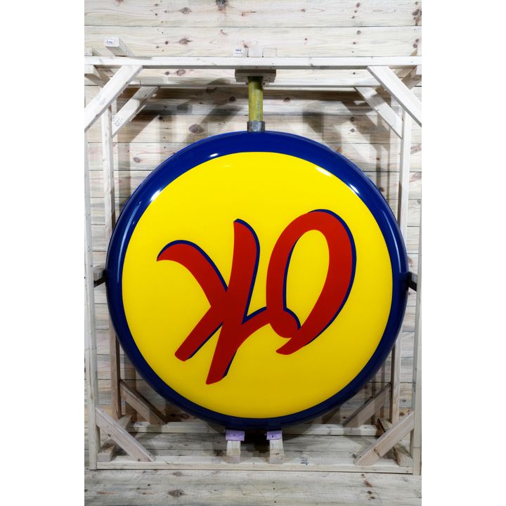 60" Chevrolet OK Double Sided Porcelain Button Sign TAC 9.25