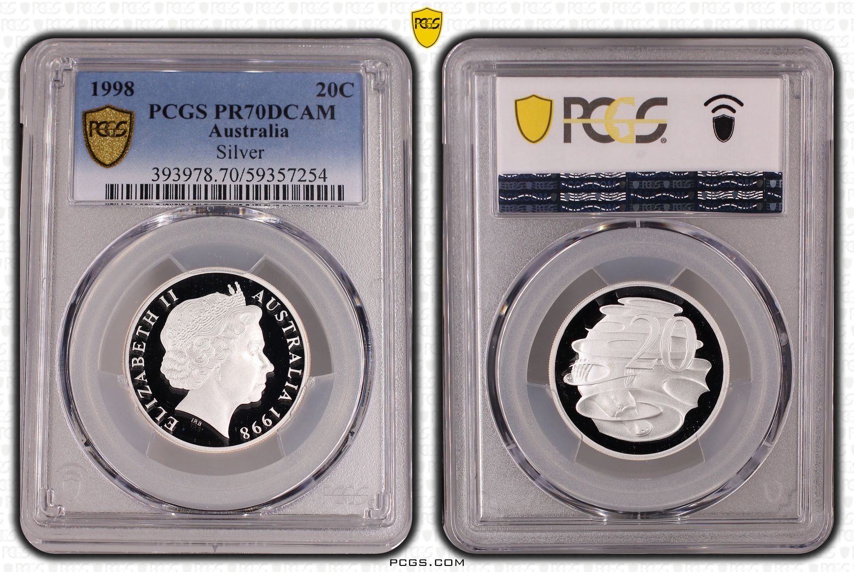 Elizabeth II, Silver, Twenty Cent, 1998, PCGS PR70DCAM