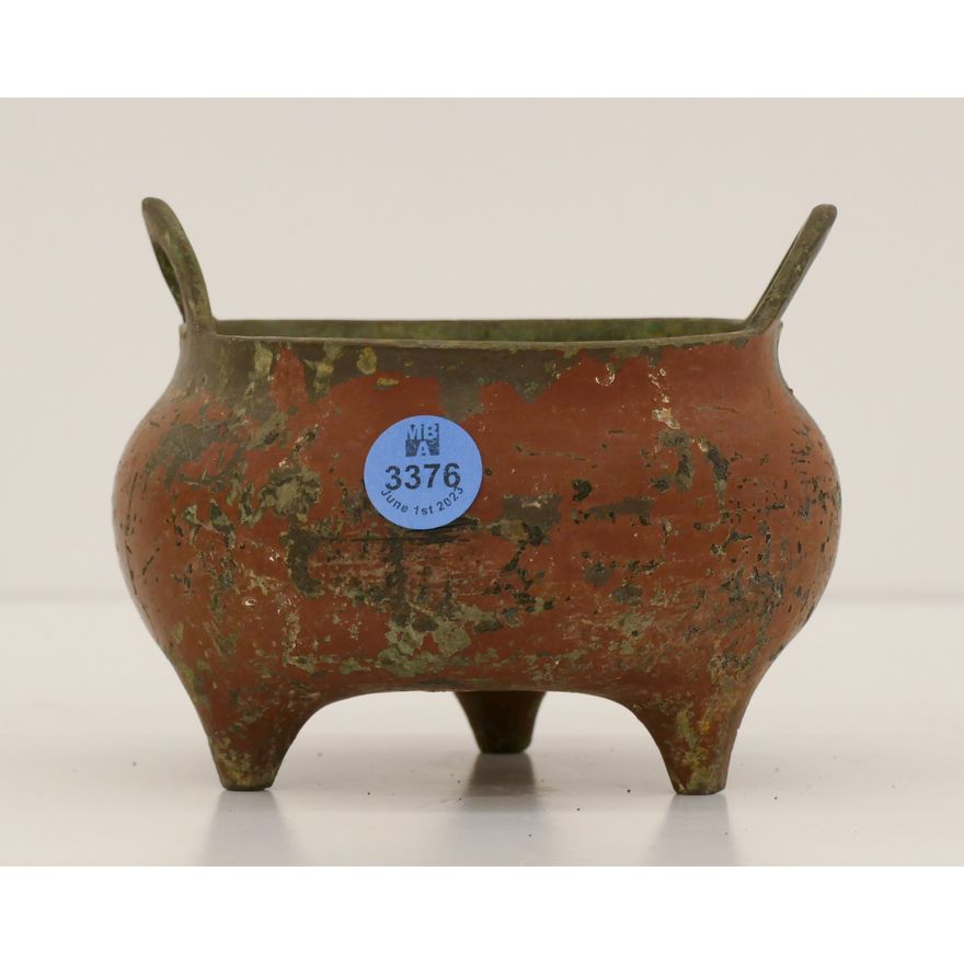 Old Chinese Painted Metal Censer 5'' - as-is