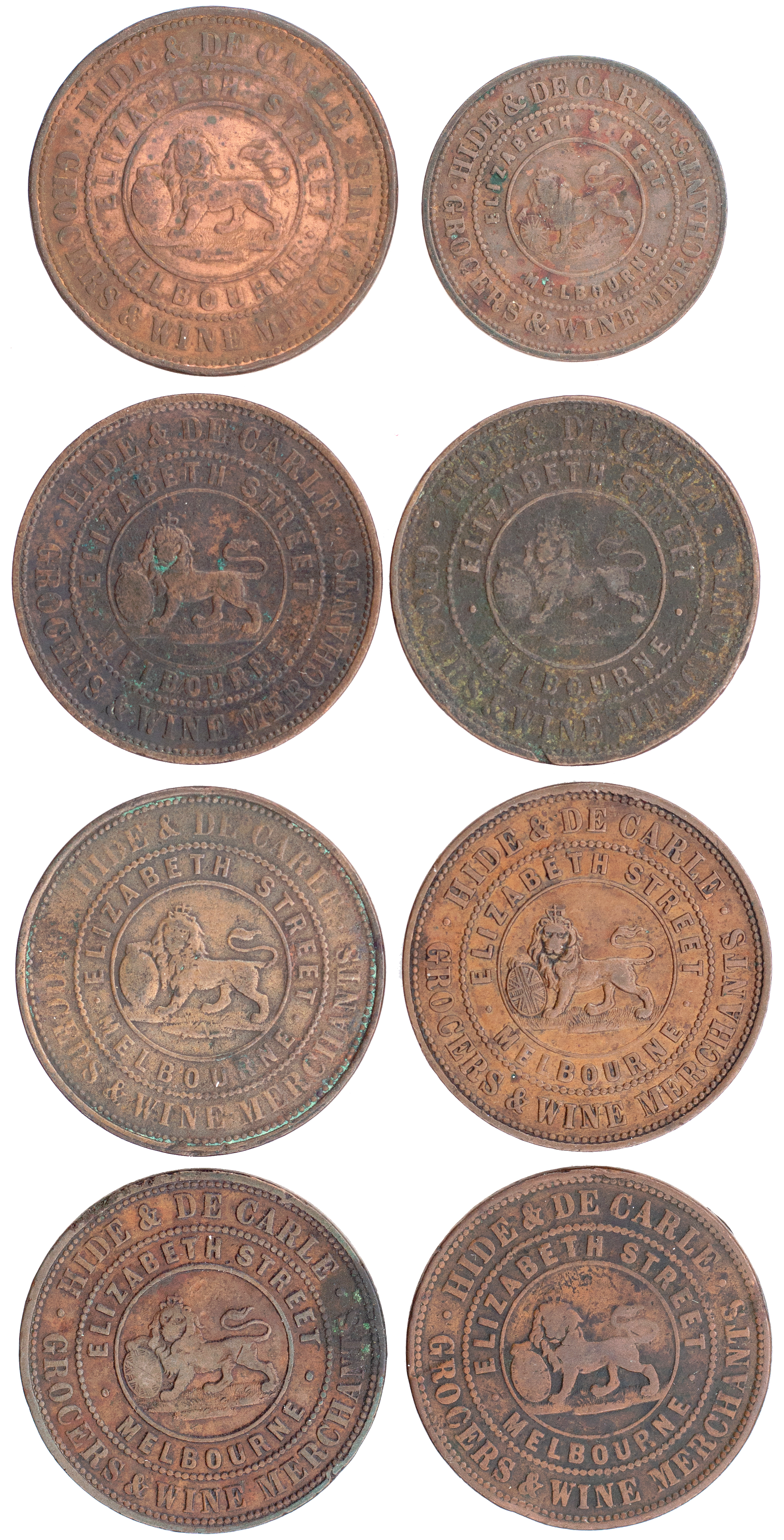 Melbourne, Victoria, Hide & de Carle, Penny, 1857 - 1858, VG - aVF