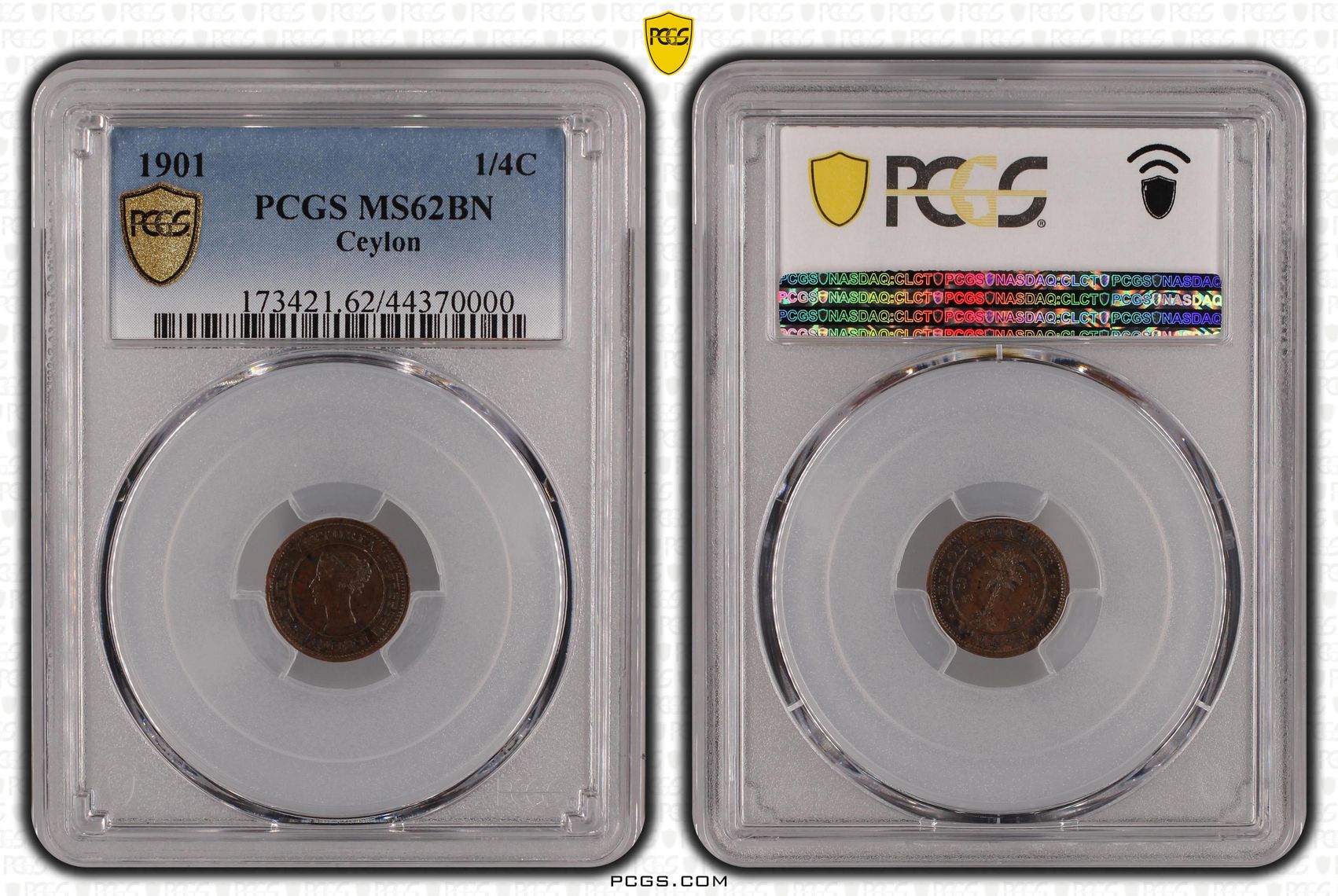 Ceylon, Quarter Cent, 1901, PCGS MS62BN