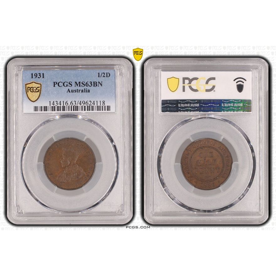 George V, Halfpenny, 1931, PCGS MS63BN