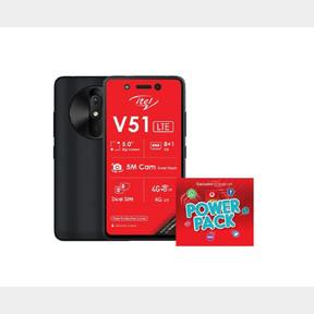 ITEL V51 8GB LTE DUAL SIM (NL) - BLACK + VODACOM SIM CARD PACK(NO EARPHONES)