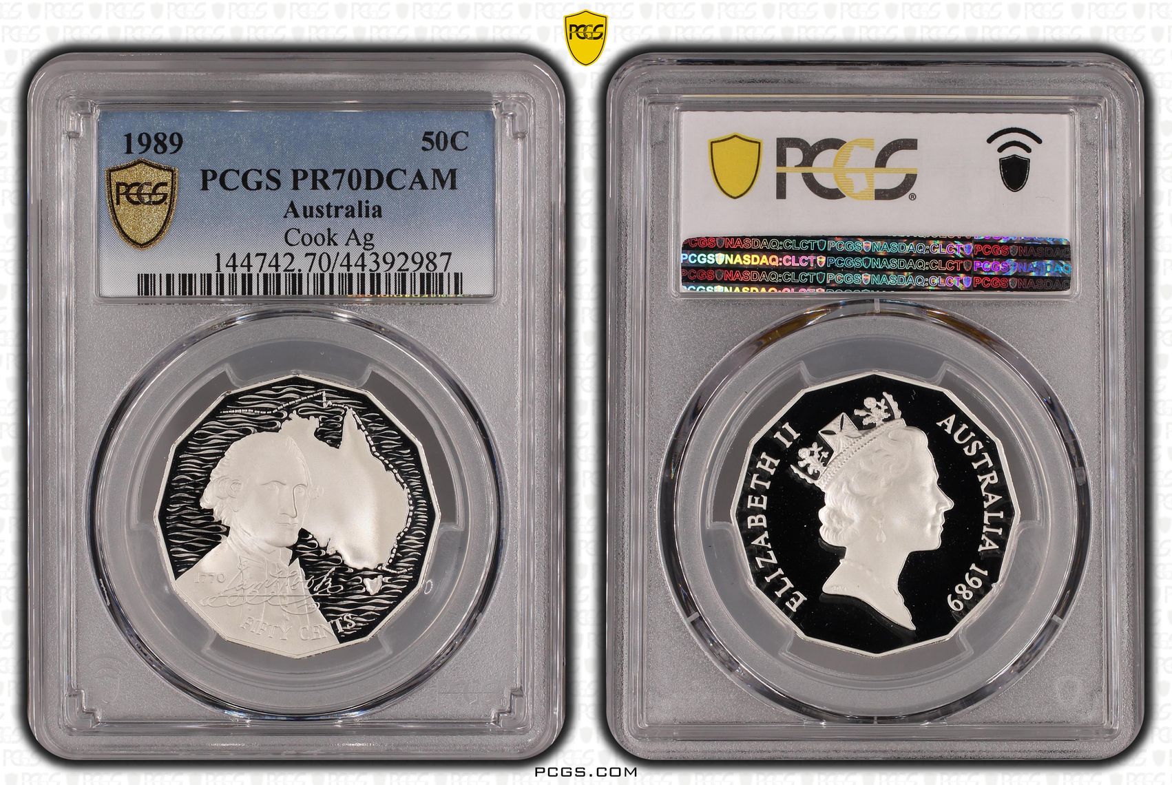 1989 Australia Fifty Cent, 50c Silver Proof Cook PCGS - PR70DCAM POP 32/0 -987