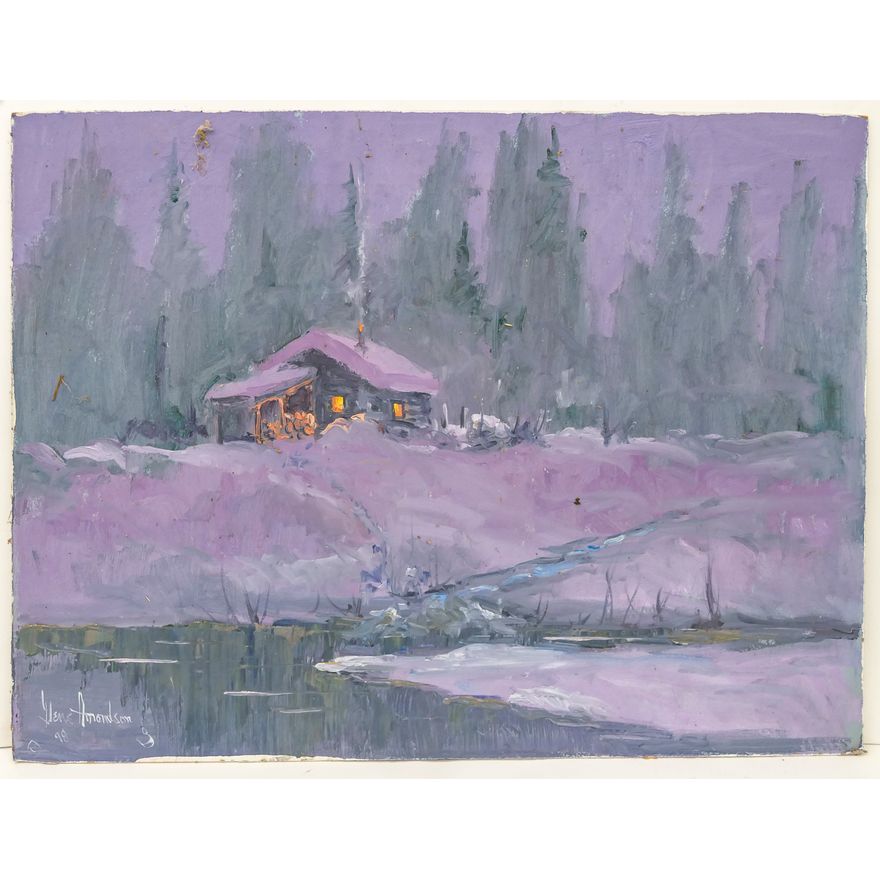 Gene Amondson ''Purple Sunset'' 1998 Oil on Masonite 18''x24''