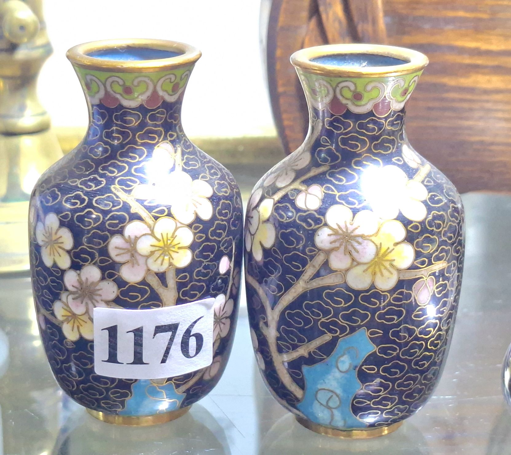 1176 · A PAIR OF CLOISONNE MINIATURE VASES