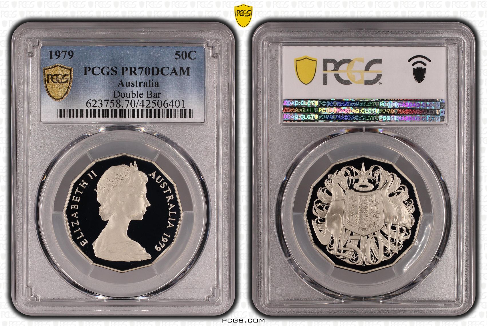 Elizabeth II, Double Bar, Fifty Cent, PR70DCAM , 1979 PCGS POP - 4/0