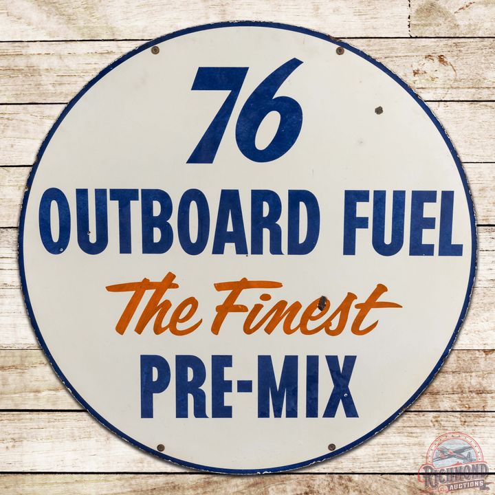 Union 76 Outboard Fuel The Finest Pre-Mix 42" DS Porcelain Sign
