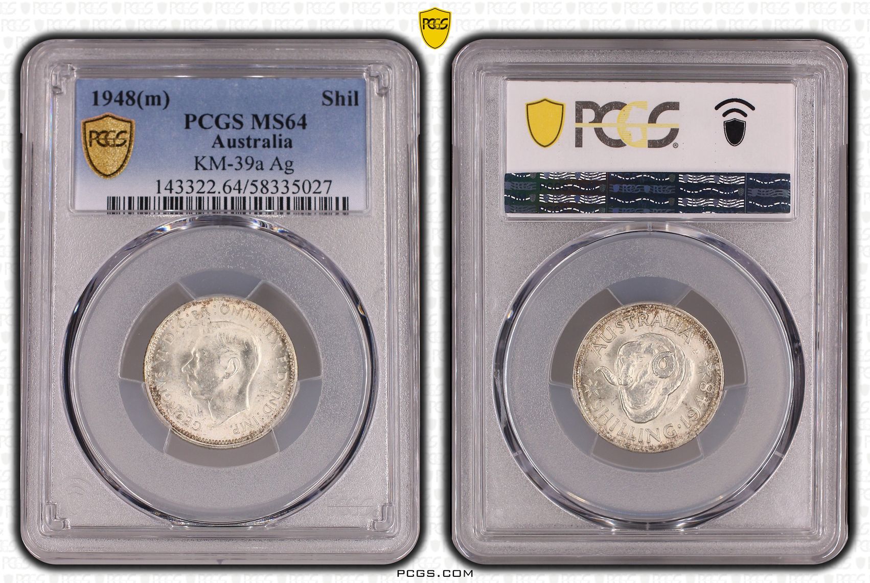 George VI, Shilling, 1948(m), PCGS MS64