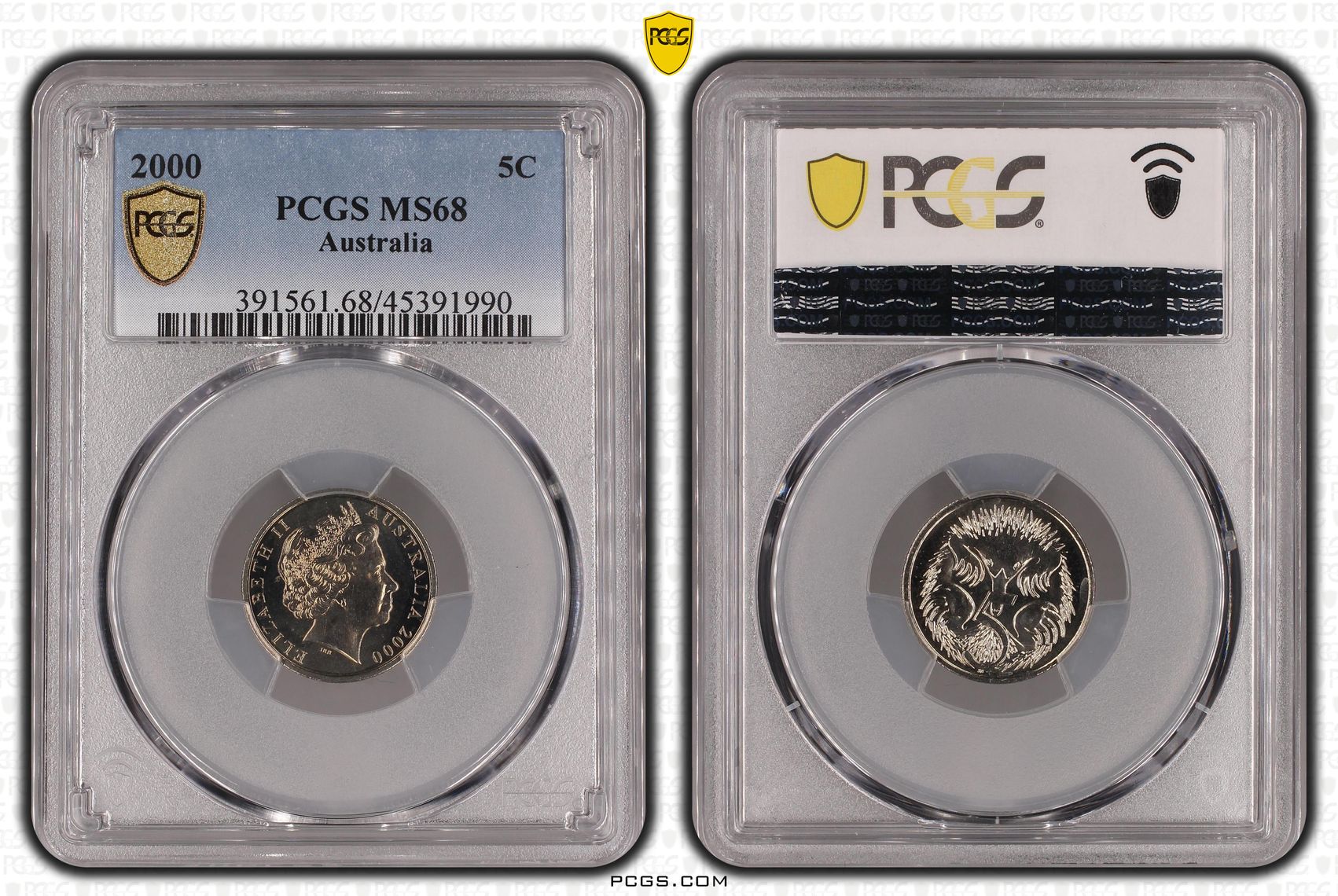2000 Australia Five Cent, 5c PCGS - MS68 -990